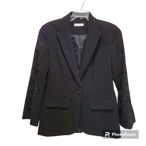 Coldwater Creek Black Soutache Boyfriend Jacket Embroidered Sleeves P12